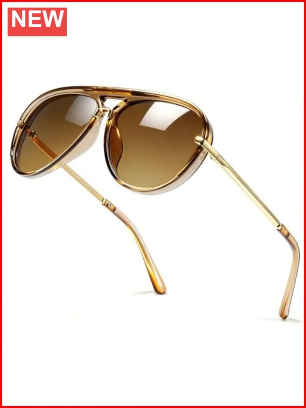 Retro Aviator Sunglasses Oversized Vintage Double Bridge Non-Polarized for Women